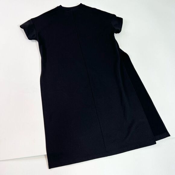 Athleta Tunic Top Womens Small Black Crew Cap Sleeve Long Side Slit Pullover - Picture 12 of 13